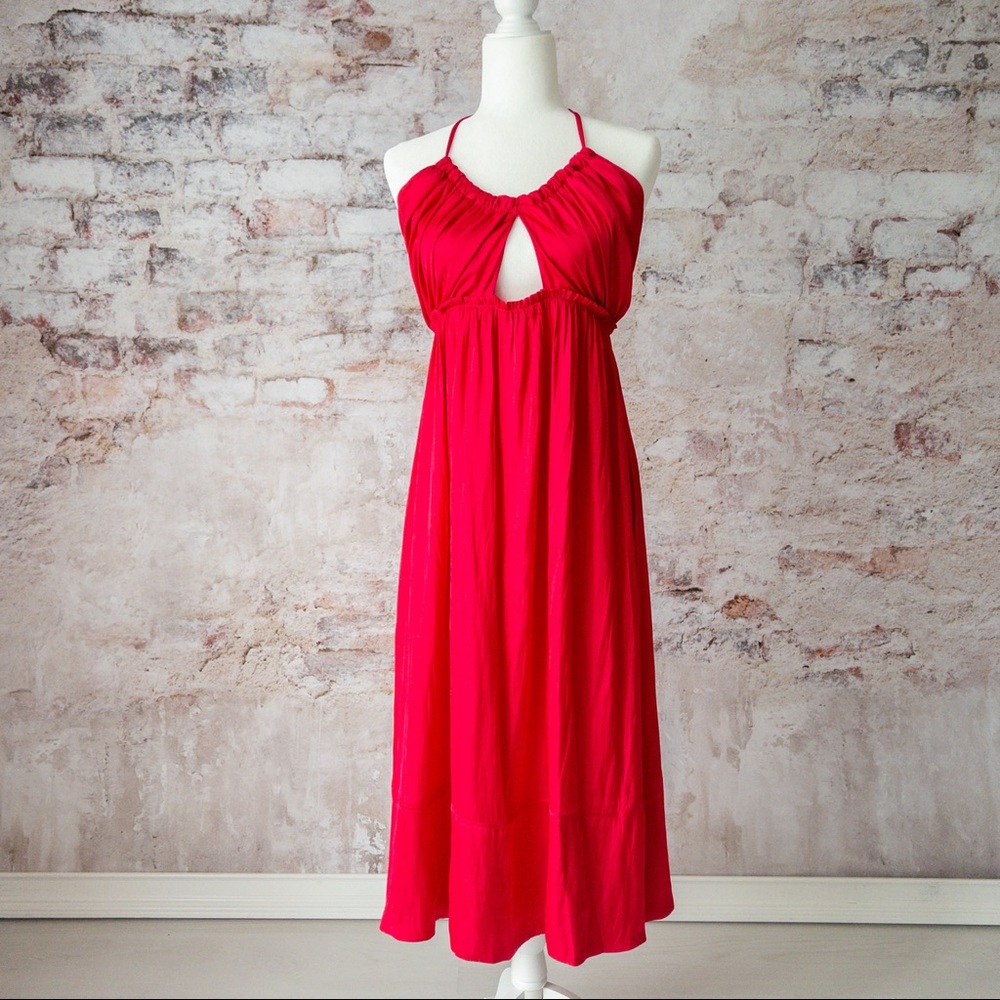 J Crew Cutout Fuchsia Halter Dress